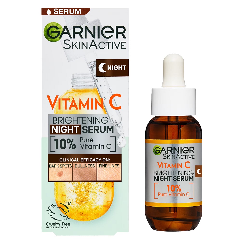 Serum de noapte Skin Naturals cu Vitamina C pura, 30 ml, Garnier