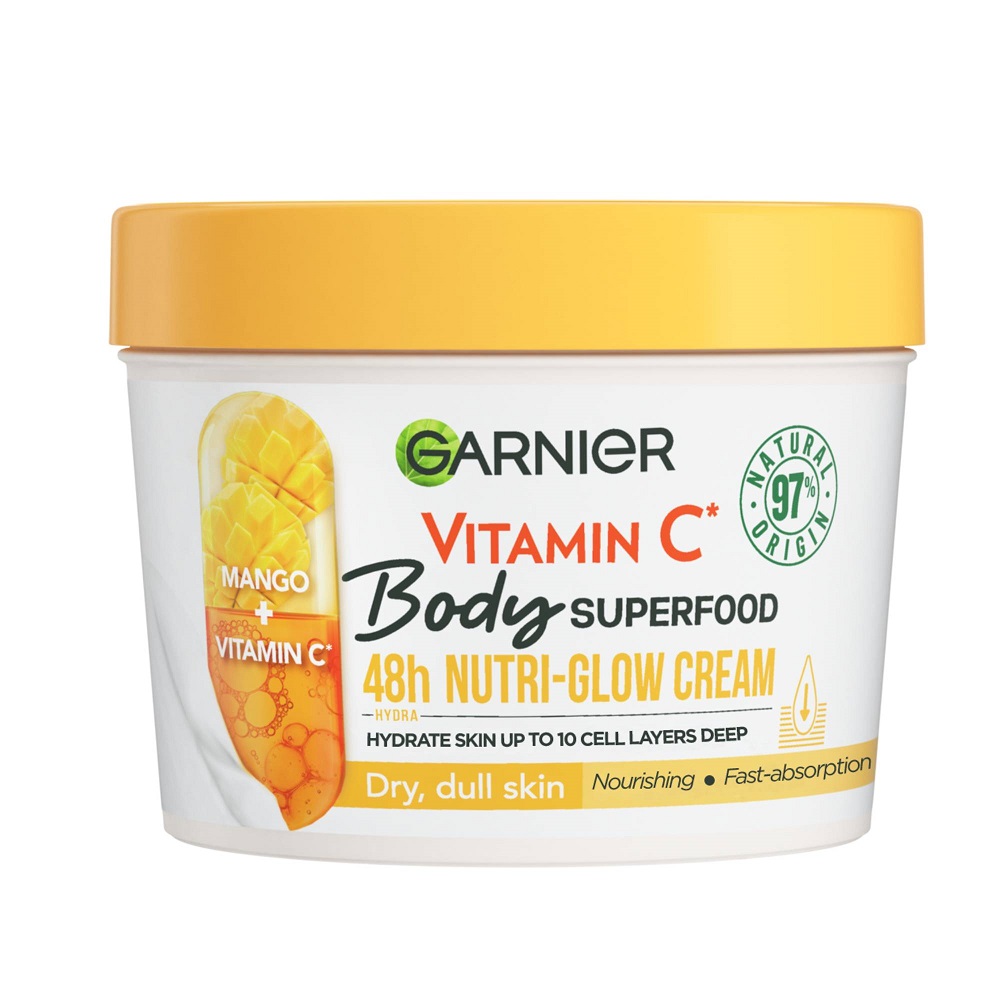 Crema de corp hidratanta Body Superfood Mango + Vitamina C, 380 ml, Garnier