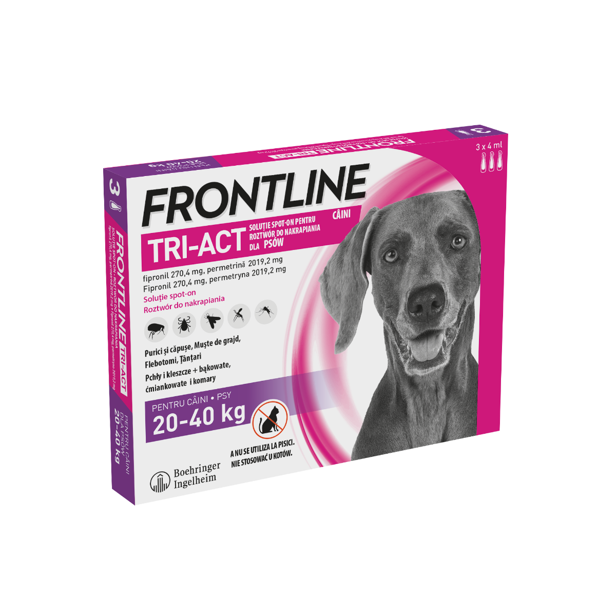 Frontline Tri-Act L soluție spot-on pentru câini 20-40 kg, 3 pipete, Frontline