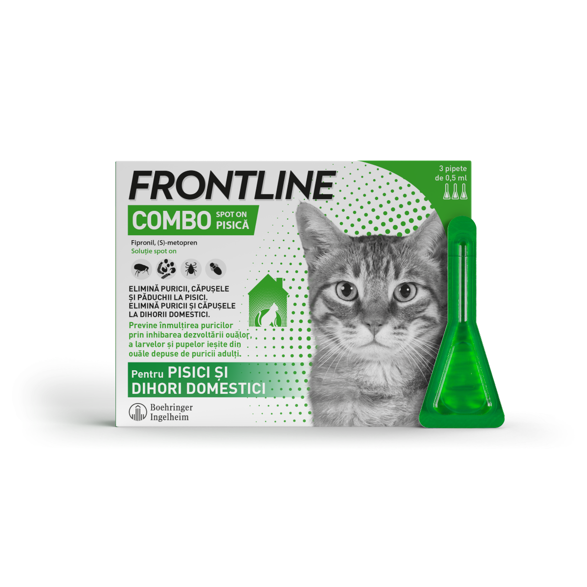 Frontline Combo spot on pentru pisici, 3 pipete, Frontline