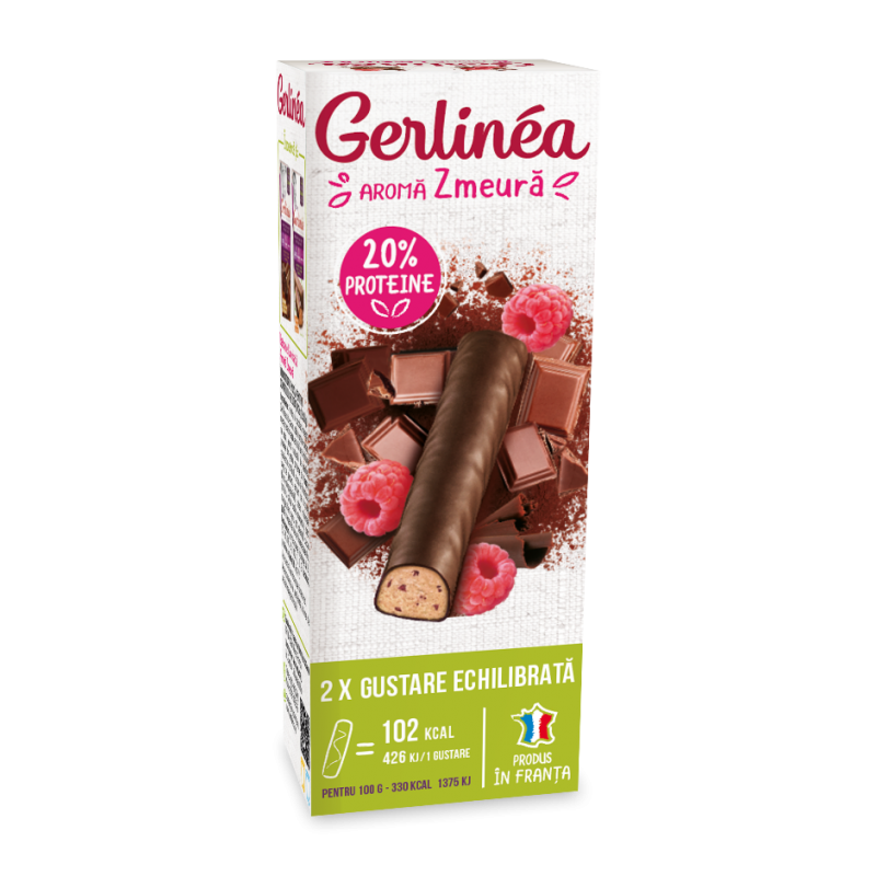 Batoane cu ciocolata si zmeura, 62 g, Gerlinea 