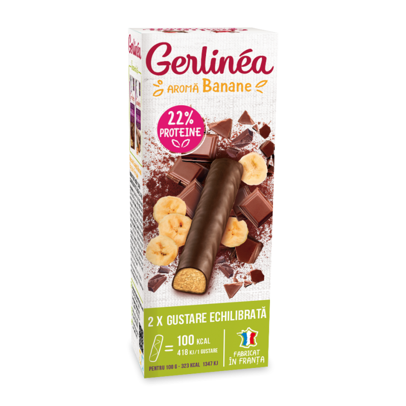 Batoane cu ciocolata si banane, 62 g, Gerlinea 