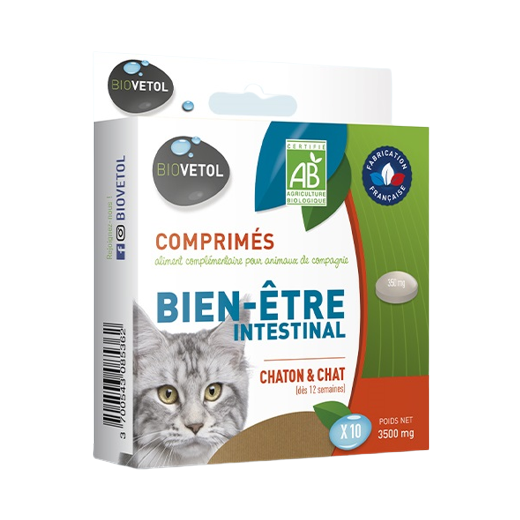 Supliment bio pentru pisici Bien-Etre Intestinal, 10 tablete, Biovetol