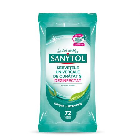 Servetele umede dezinfectante multisuprafete, 72 bucati - Sanytol