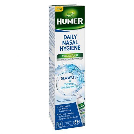 Spray nazal cu apă termală și de mare 100% naturală, 50 ml, Humer