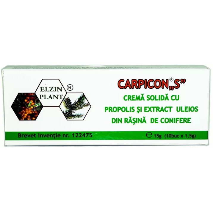 Crema solida cu propolis si extract uleios din rasina de conifere Carpicon S, 10 x 1.5 g, Elzin Plant