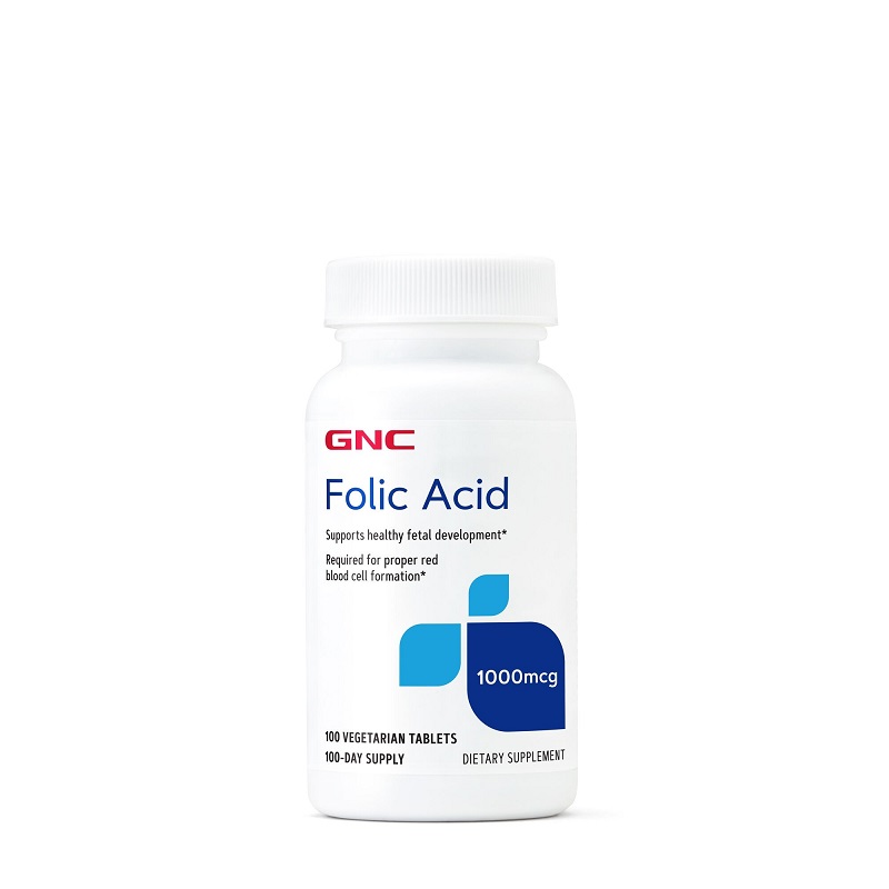 Acid folic, 1000 mcg, 100 tablete, GNC
