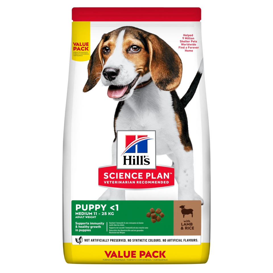 Hrana cu miel si orez pentru caini Puppy Medium Breed (604335), 18 Kg, Hill's SP