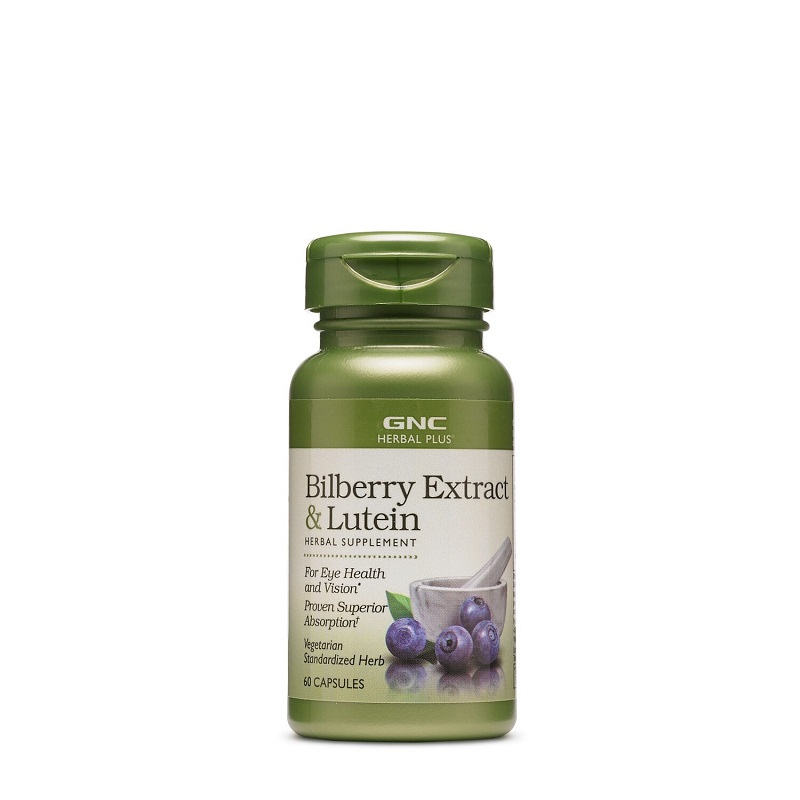 Extract de afine si luteina Herbal Plus Bilberry Extract & Lutein, 60 capsule, GNC