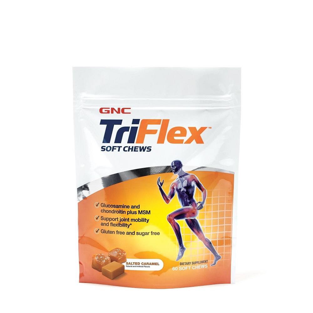 TriFlex Soft Chews cu aroma de caramel sarat, 60 caramele, GNC