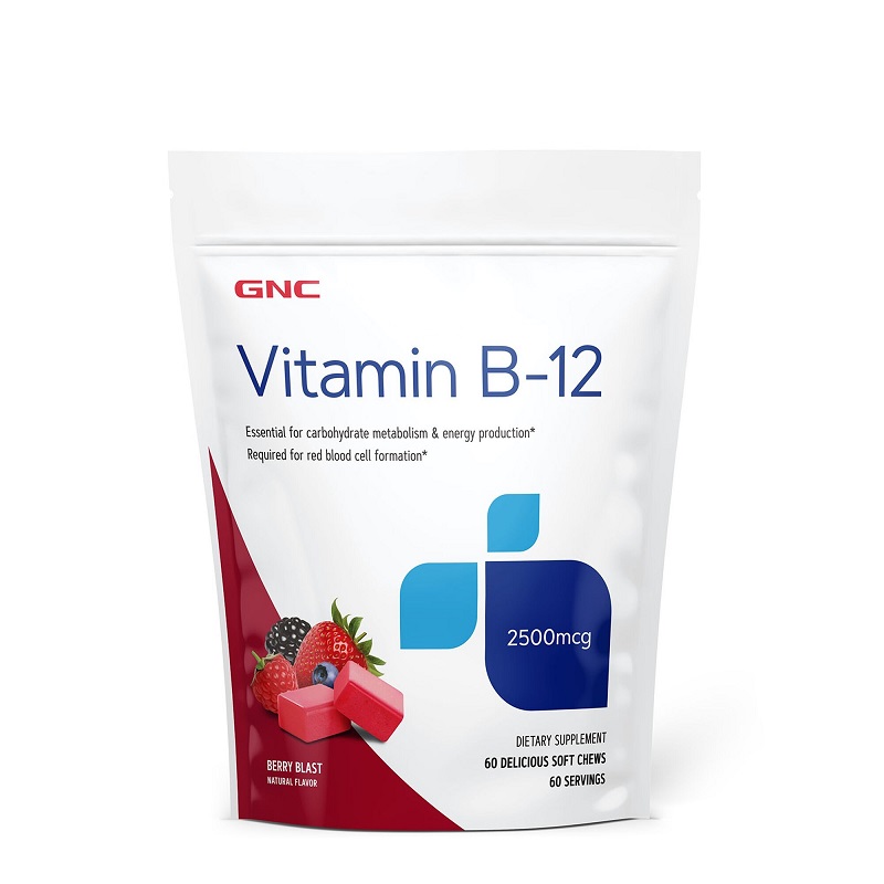 Vitamina B-12 2500 mcg cu aroma de fructe de padure, 60 caramele, GNC