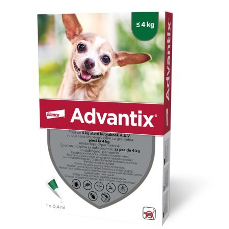 Solutie deparazitara pentru caini sub 4 kg Advantix 40, 1 pipeta, Bayer Vet OTC