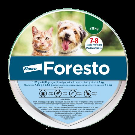 Zgarda antiparazitara pentru pisici si caini de talie mica Foresto Collar, 1 bucata, Bayer Vet OTC