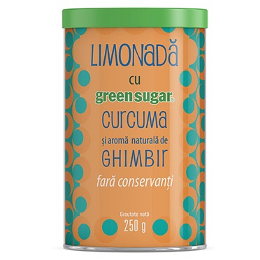 Limonada cu curcuma si aroma de ghimbir Green Sugar, 250 g, Laboratoarele Remedia