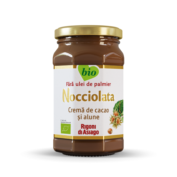 Crema Bio fara gluten cu cacao si alune de padure cu lapte Nocciolata, 250 g, Rigoni Di Asiago