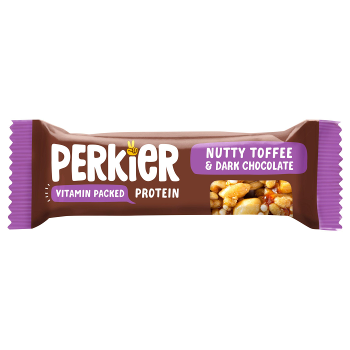 Baton Proteic cu Nuci Toffee si Ciocolata Neagra, 37 g, Perkier