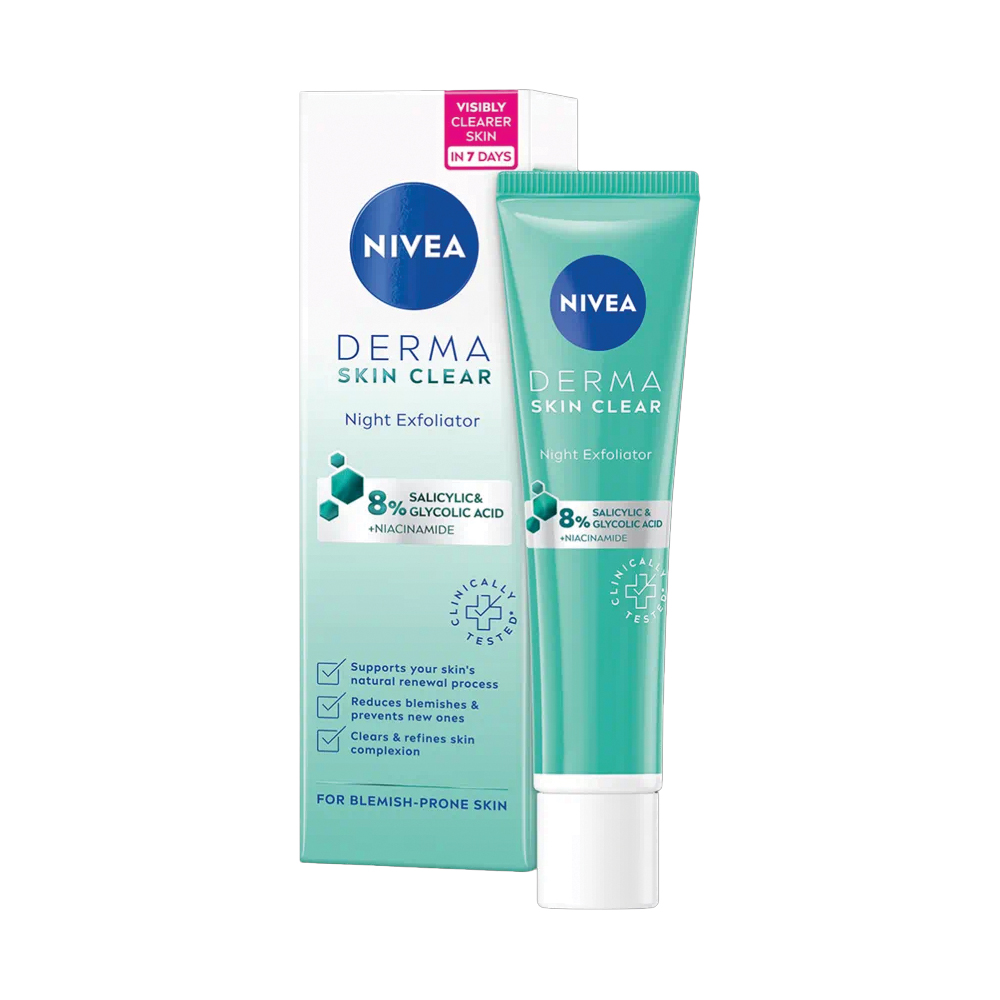 Crema de noapte exfolianta Derma Skin Clear, 40 ml, Nivea