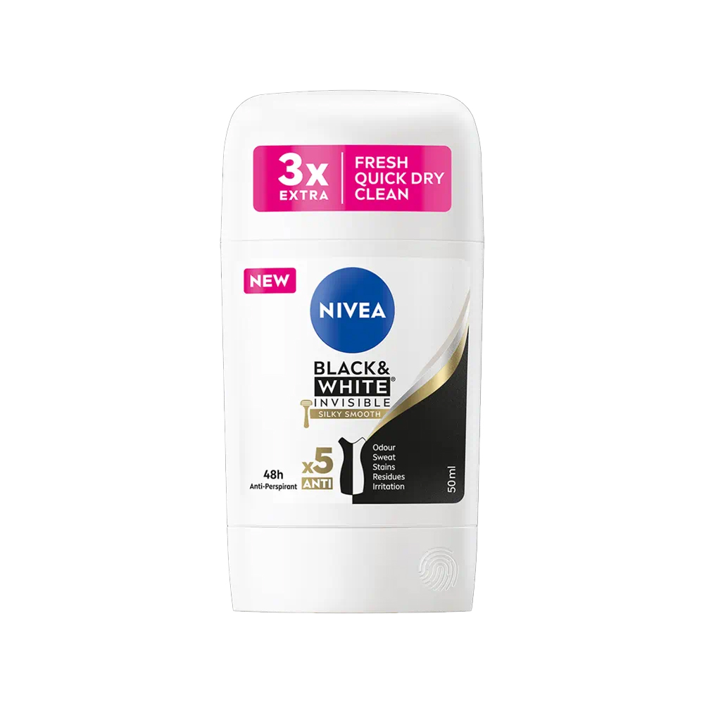 Deodorant stick Invisible Black&White Silky Smooth, 50 ml, Nivea