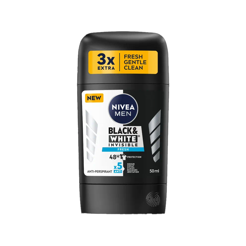 Deodorant stick Men Black & White Invisible Fresh, 50 ml, Nivea