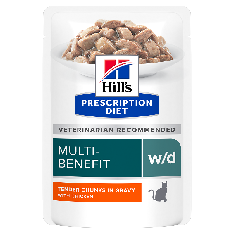Hrană pentru pisici cu carne de pui w/d Multi-Benefit, 85 g, Hill's PD