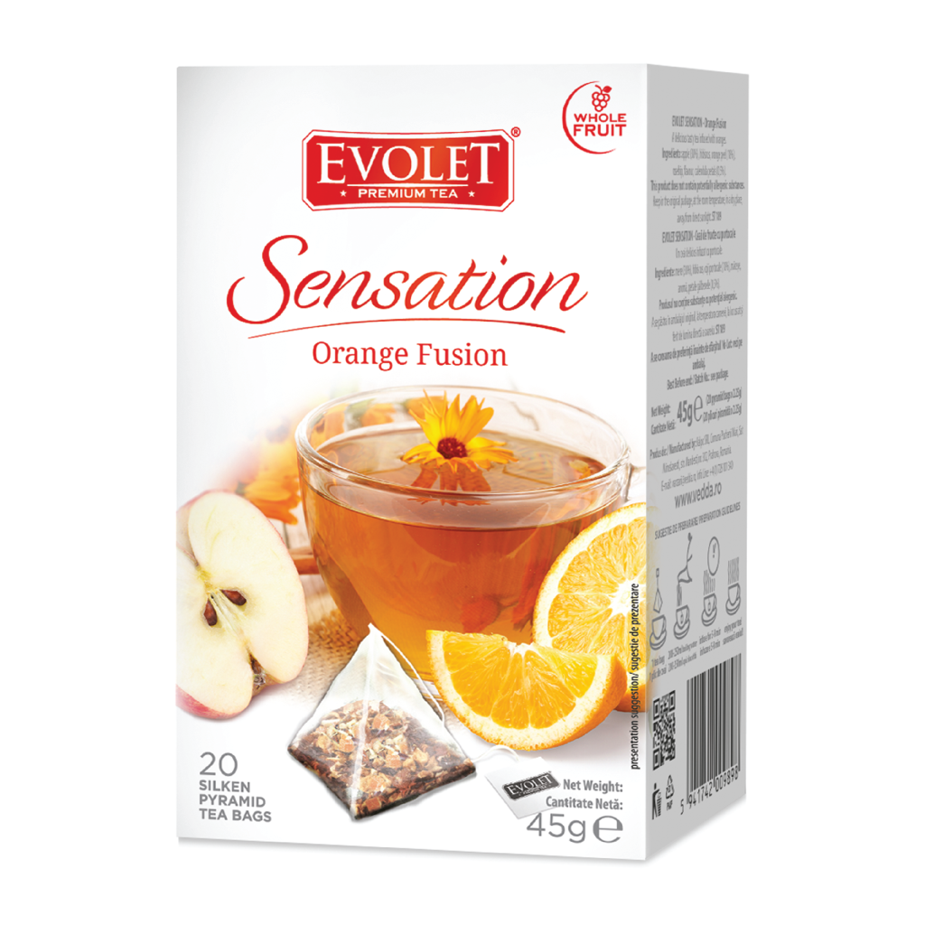 Ceai orange fusion Sensation, 20 plicuri piramida, Evolet