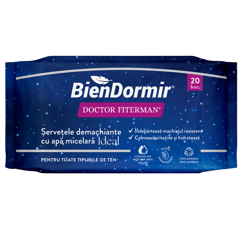 Servetele demachiante Bien Dormir Ideal, 20 bucati, Doctor Fiterman