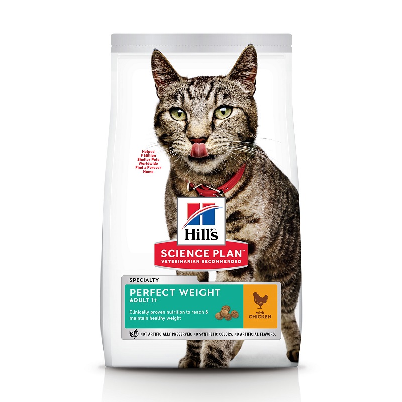 Hrana cu pui pentru pisici Adult Perfect Weight, 2.5 kg, Hill’s SP