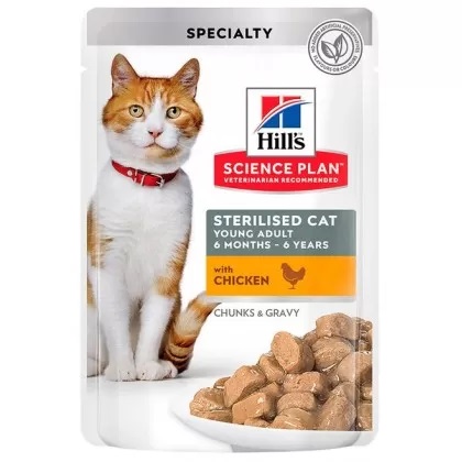 Hrana cu pui pentru pisici Sterilised Cat Young Adult, 85 g, Hill's SP