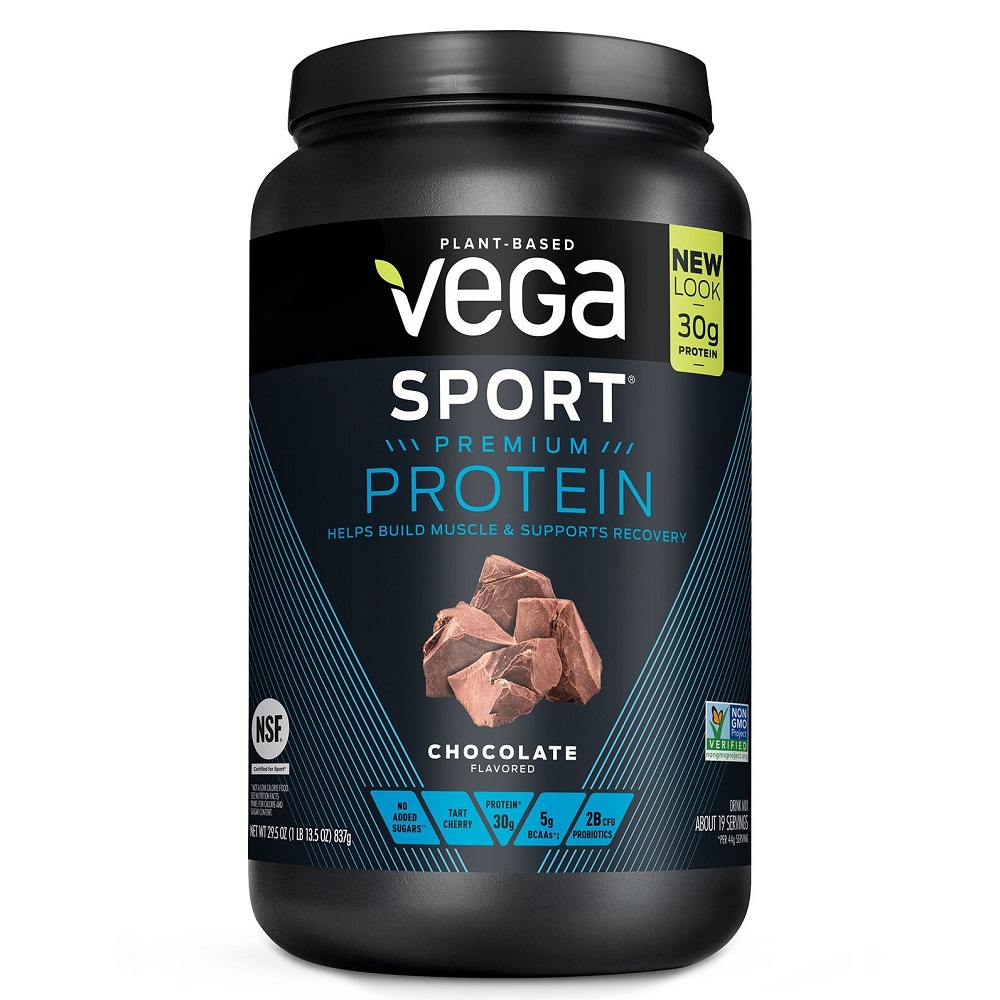 Proteina vegetala fara gluten cu aroma de ciocolata Vega Sport Premium, 837 g, GNC