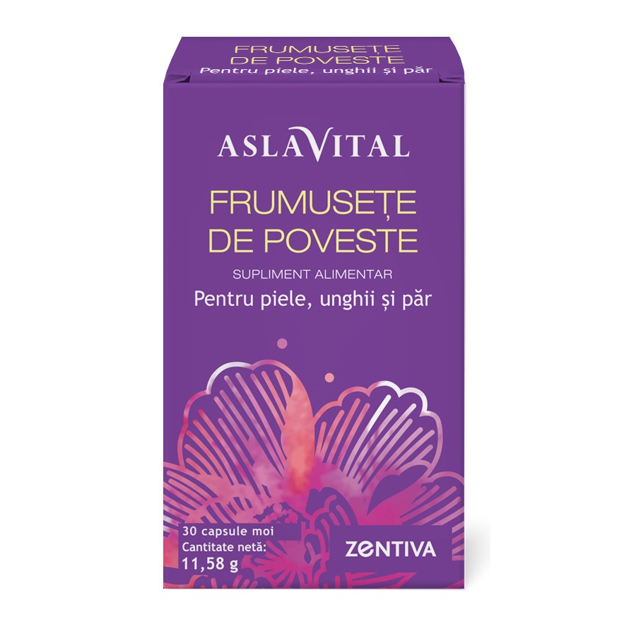 Supliment pentru piele, unghii si par Aslavital Frumusete de poveste, 30 capsule moi, Zentiva