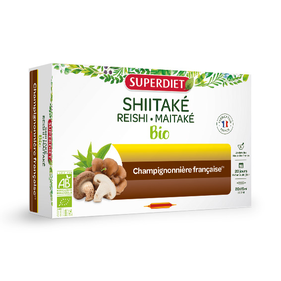 Shiitake - Reishi - Maitake - Ciuperci Bio, 20 fiole x 15 ml, Superdiet