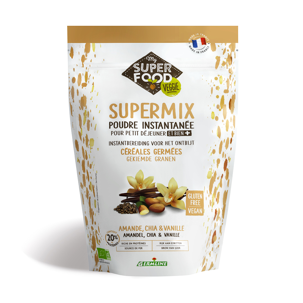 Supermix pentru mic dejun cu migdale, chia si vanilie bio, fara gluten, 350 g, Germline