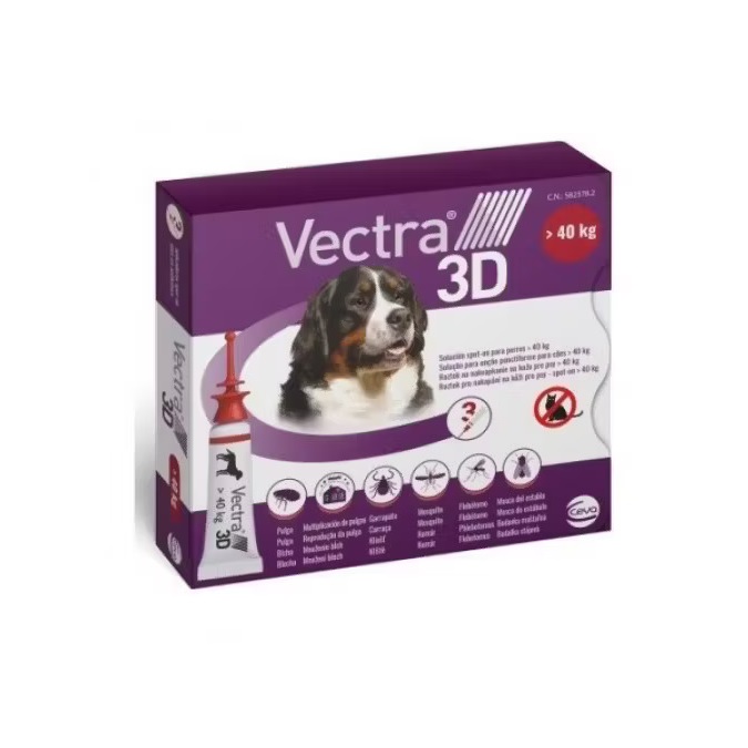 Antiparazitar extern pentru caini peste 40 kg Vectra 3D, 3 pipete, Ceva Sante