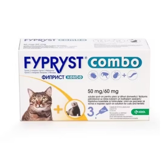 Pipete antiparazitare pentru pisici Fypryst Combo Cat 50 mg, 3 pipete, Krka