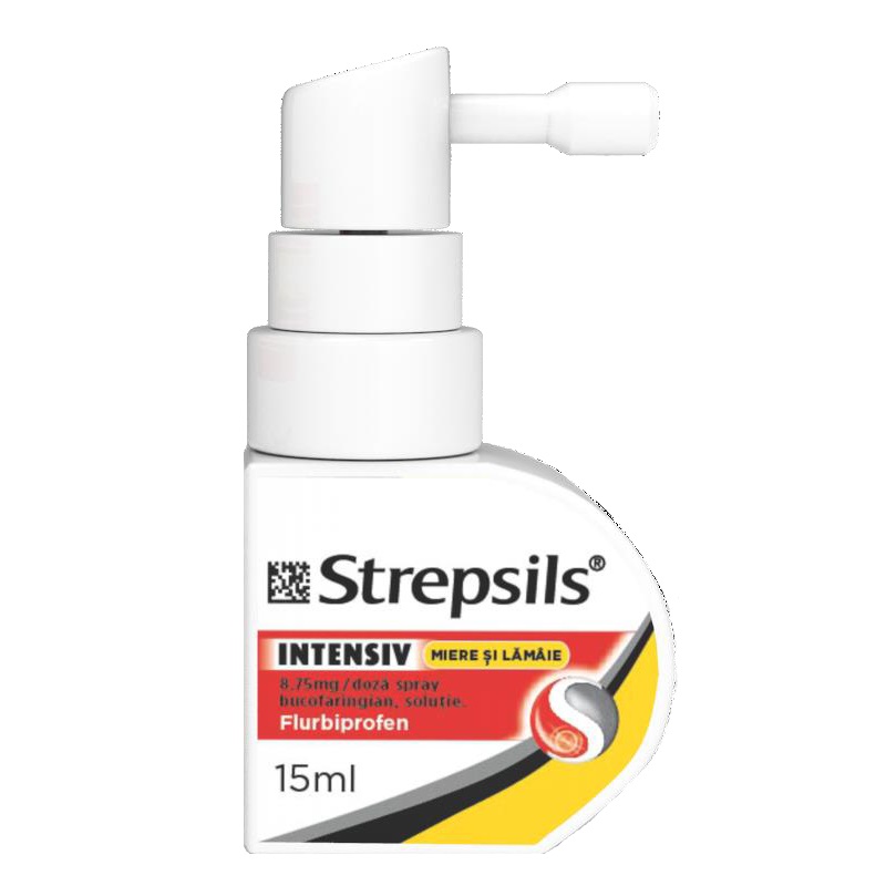 Strepsils Intensiv spray cu miere si lamaie, 8,75mg/ doza, 15 ml, Reckitt Benckiser