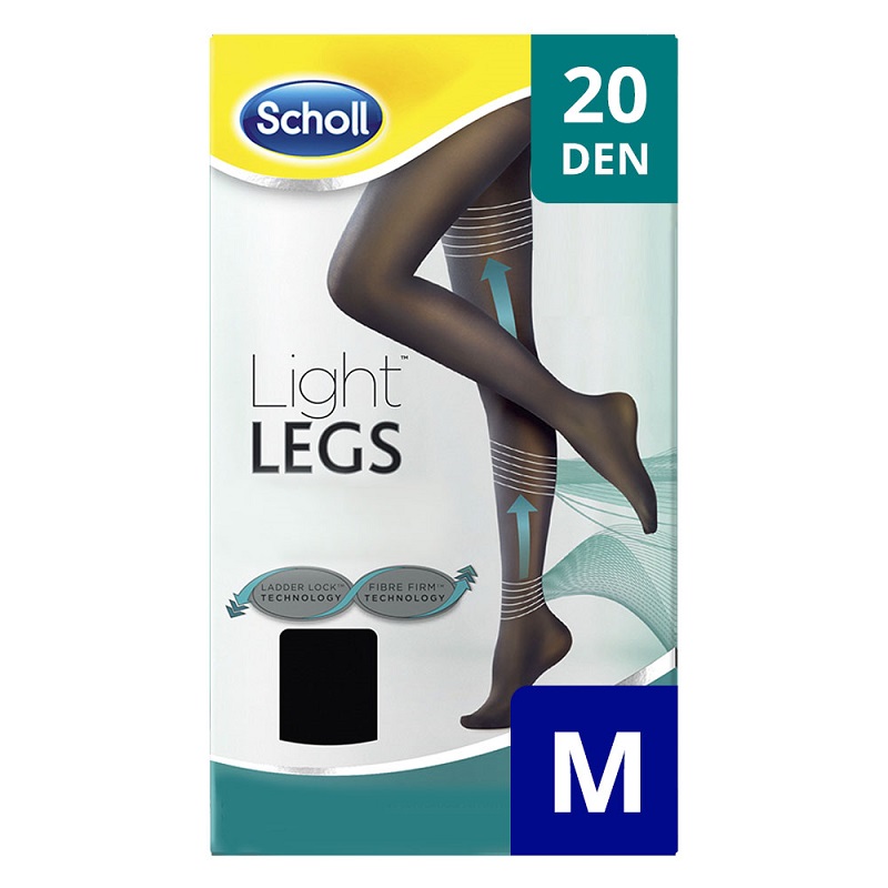 Ciorapi compresivi Light Legs 20 DEN, Marimea M, Negru, Scholl 