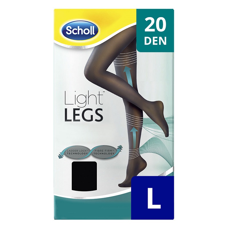 Ciorapi compresivi Light Legs 20 DEN, Marimea L, Negru, Scholl 