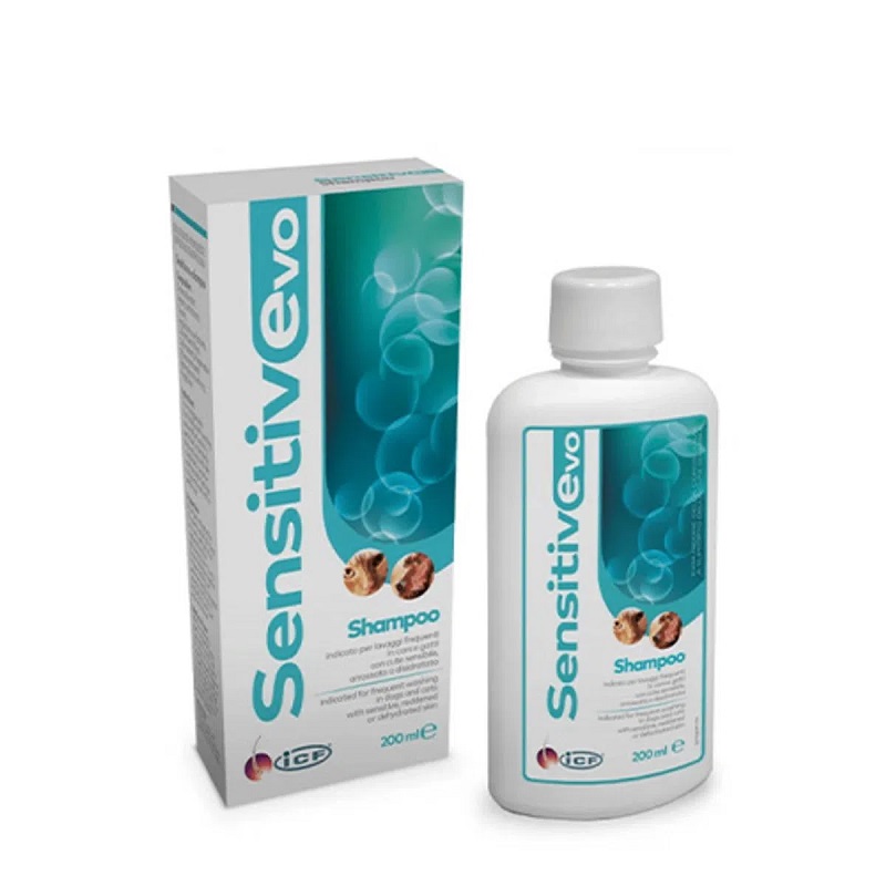 Sampon pentru caini si pisici cu piele sensibila Sensitive Evo Shampoo, 200 ml, ICF