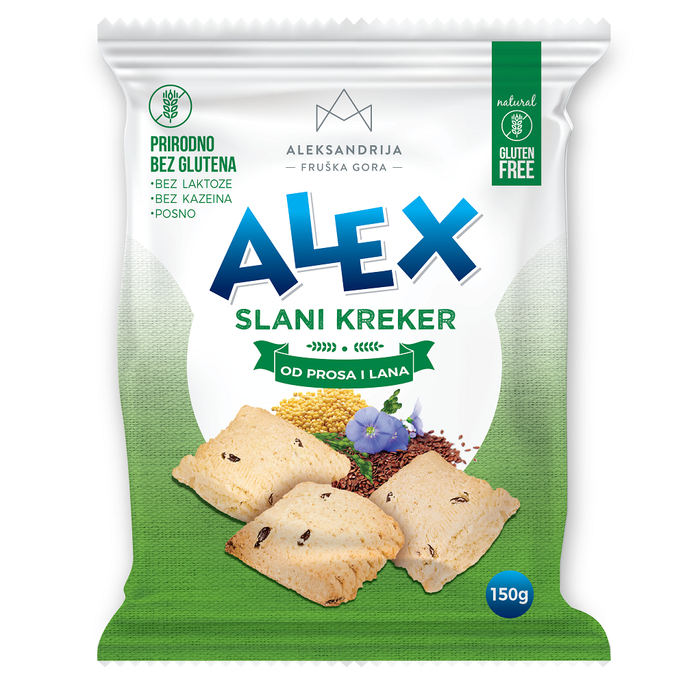 Crackers sarati din mei si in Alex, 150 g, Aleksandrija Fruska Gora