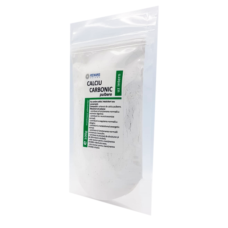 Calciu carbonic pulbere, 100 g, Renans Pharma