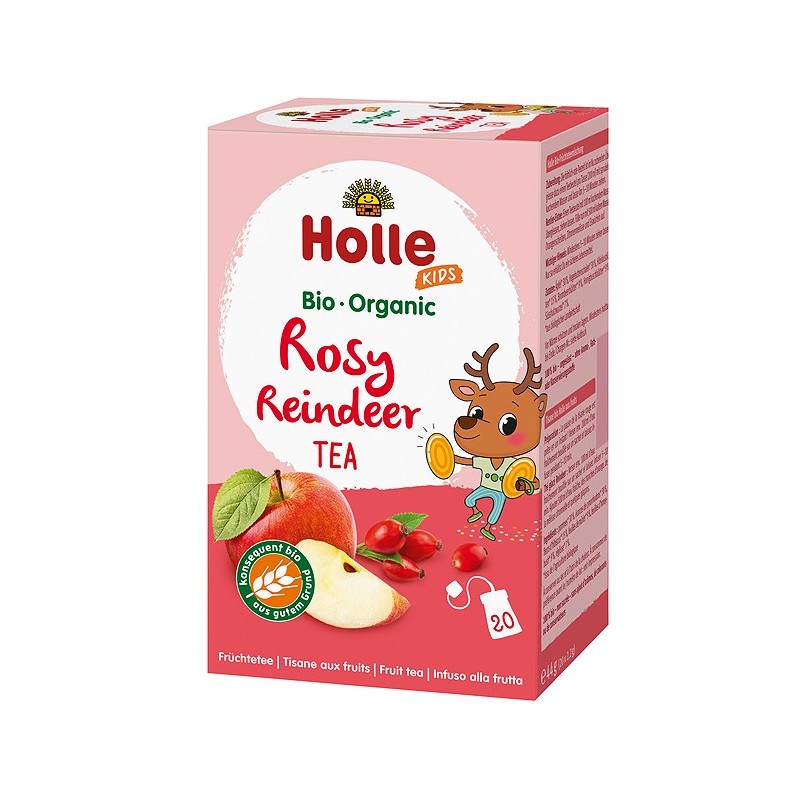 Ceai de fructe si plante pentru copii Rosy Reindeer, 20 plicuri, Holle