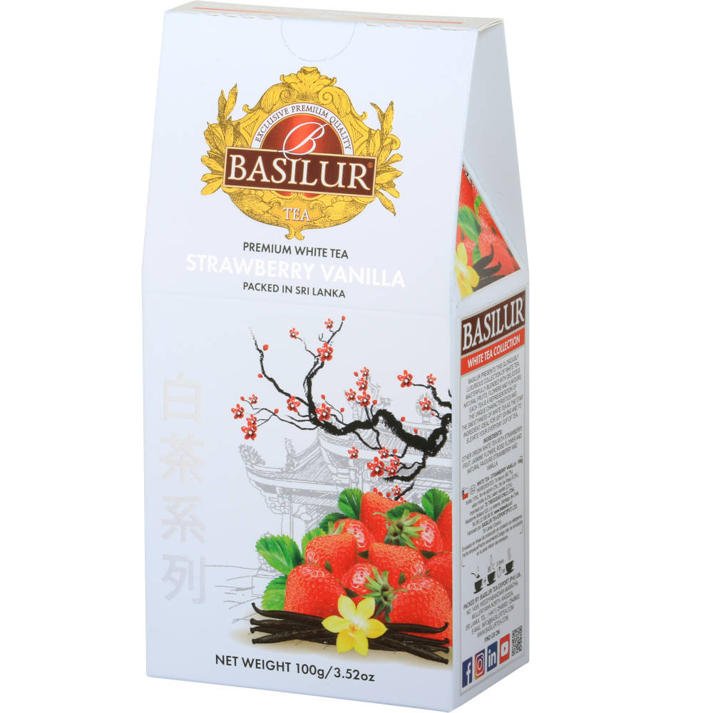 Ceai alb Refill White Strawberry Vanilla, 100 g, Basilur