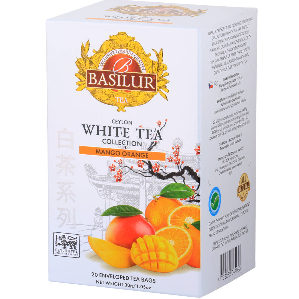 Ceai alb White Tea Mango Orange, 20 plicuri, Basilur
