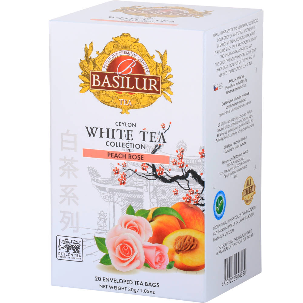Ceai alb White Tea Peach Rose, 20 plicuri, Basilur