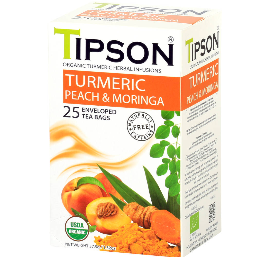 Ceai Eco turmeric & peach moringa, 25 plicuri, Tipson