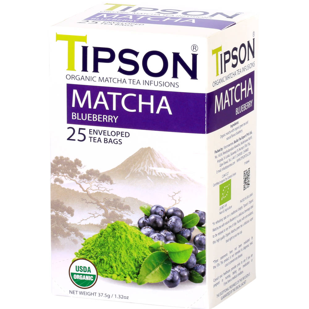 Ceai Eco matcha blueberry, 25 plicuri, Tipson