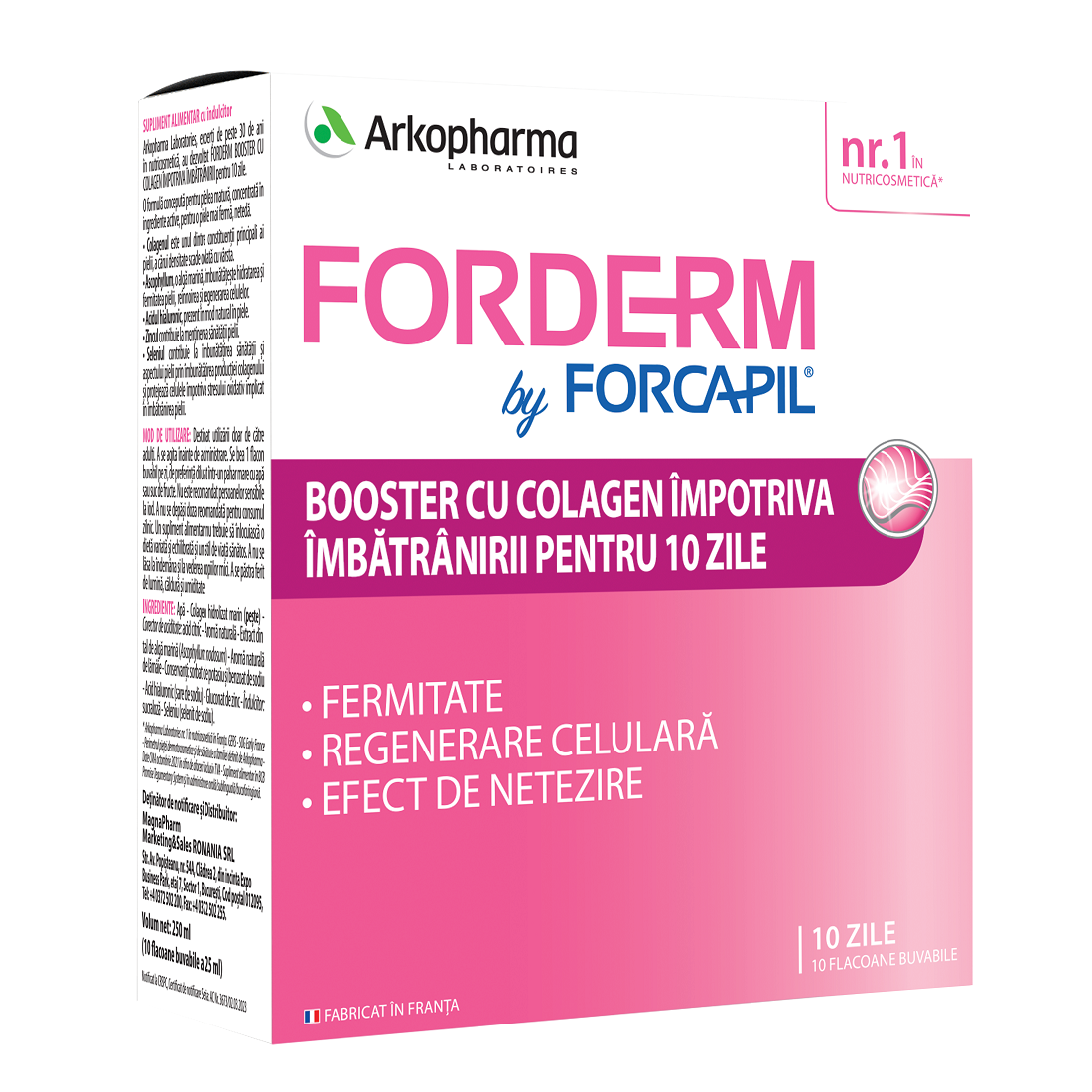 Forderm by Forcapil booster cu colagen, 10 fiole, Arkopharma