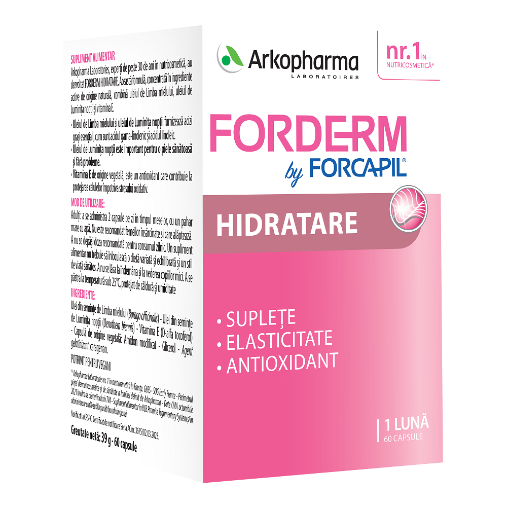 Forderm Hidratare by Forcapil, 60 capsule, Arkopharma