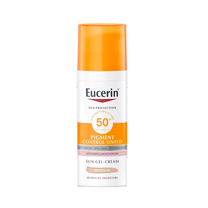 Crema gel cu efect de control al sebumului SPF 50+ nuanta medium Sun Protection, 50 ml, Eucerin
