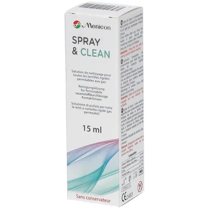 Solutie spray pentru curatarea lentilelor Spray & Clean, 15 ml, Menicon